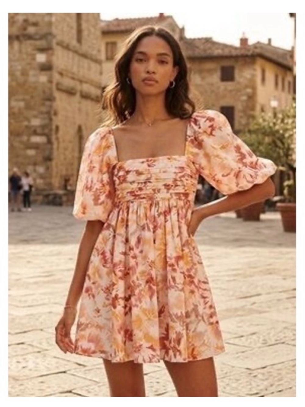 Abercrombie & fitch Emerson poplin floral puff sleeve mini dress size Small